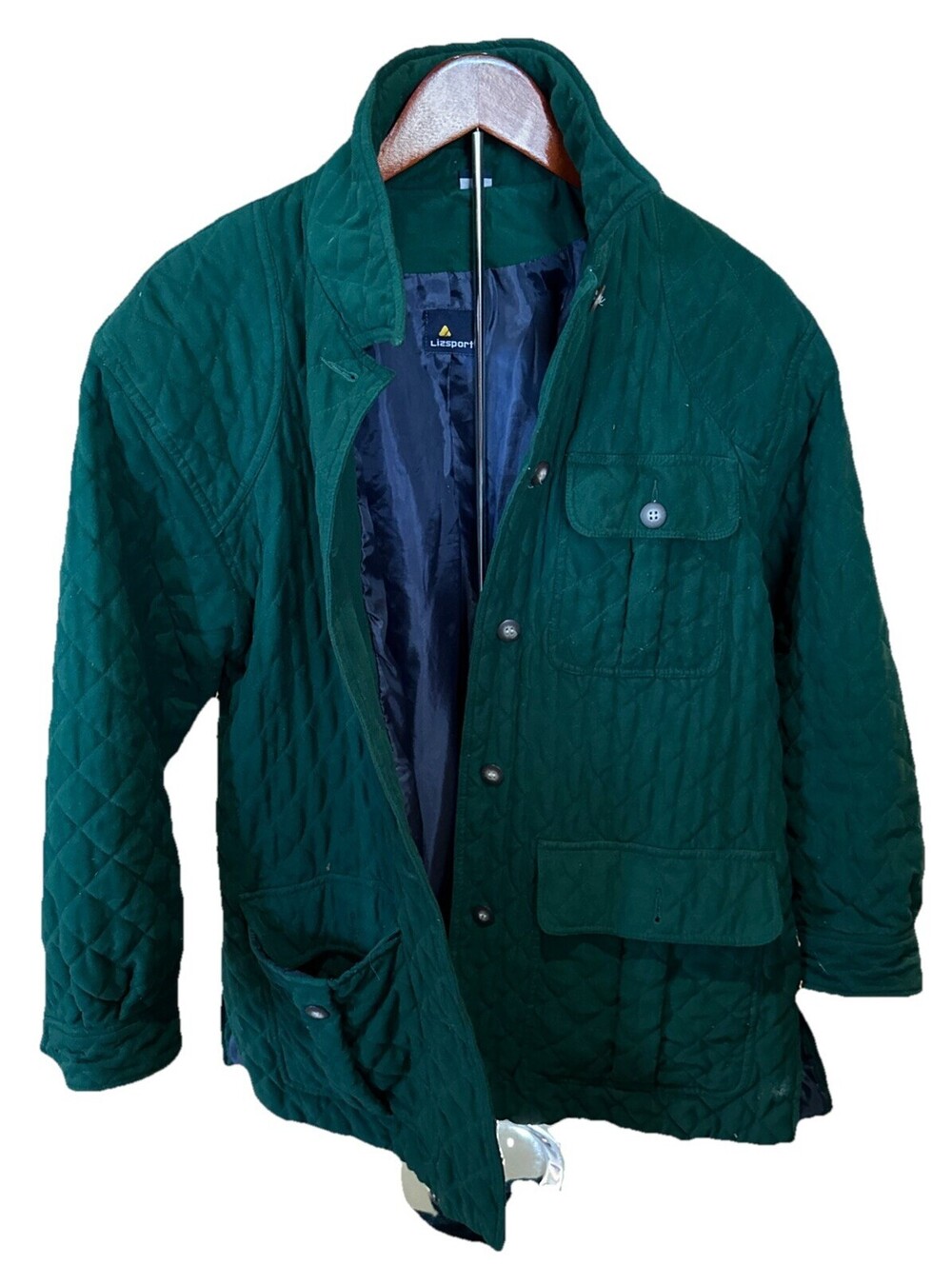 Vintage Lizsport Green Quilted Jacket Size Small
